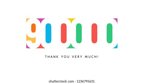 Nine hundred thousand subscribers baner. Colorful logo for anniversary day.