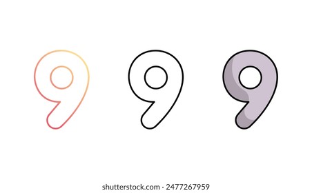 Nine icon design with white background stock illustration