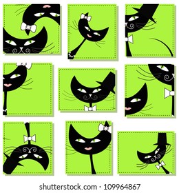 Nine icons with cats