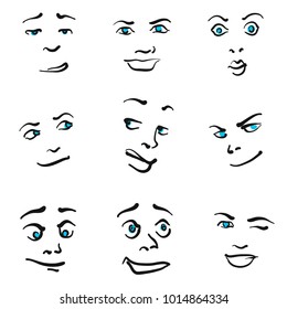 Facial Expression Emotions Set 02 Stock Vector (Royalty Free) 705631912 ...