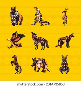 nine indigenous animals ethnicity icons