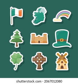 Nine Ireland Culture Set Icons