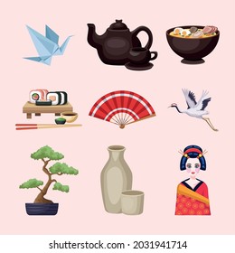 nine japan country set icons