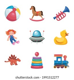 nine kids toys set icons