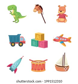 nine kids toys set icons