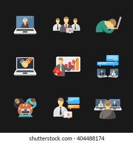 nine laptop and people icons