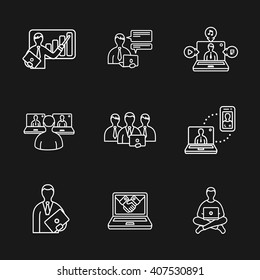 nine laptop and people icons