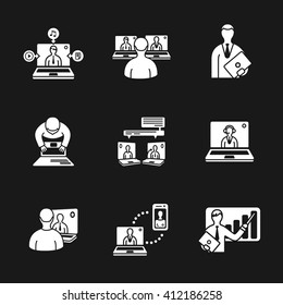 nine laptop and people icons