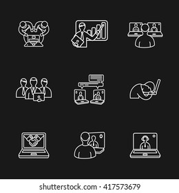 nine laptop and people icons