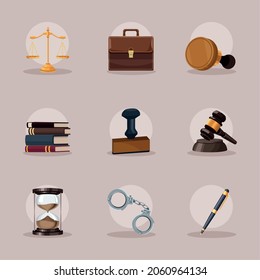 nine law justice set icons