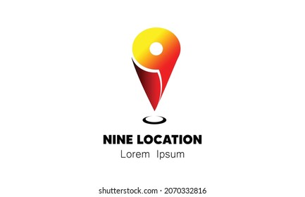 Nine Location Design Logo Template with Navigation concept