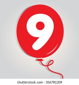 Nine logo with balloon. Vector illustration.