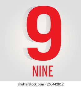 Nine logo flat. Vector illustration.