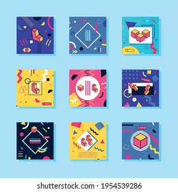 nine memphis style set backgrounds