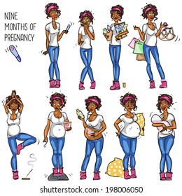 Nine Months of Pregnancy cartoon funny drawings