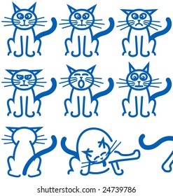 The nine most common expressions of emotion, from a typical household cat. JPEG format also available, see portfolio.
