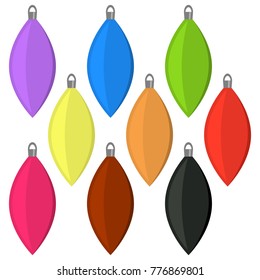 Nine multi colored Christmas balls on a white background. Vector illustration.