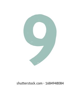 Nine. Number 9. Abstract math alphabet. School graphic vector illustration. Mathematics font design.