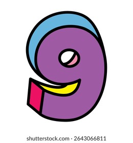 nine or number 9 vector logo colorful playful design illustration