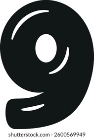 Nine number black vector illustration