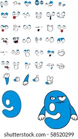 nine number cartoon in vector format very easy to edit