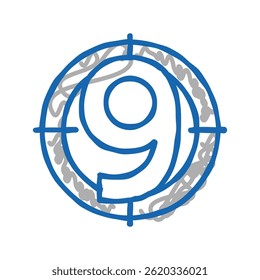 nine number doodle icon sketch vector. nine number sign. isolated symbol illustration