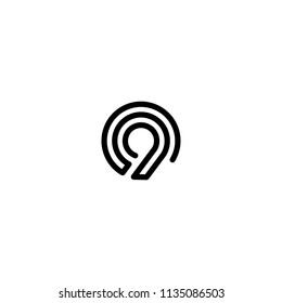 nine number double triple line art outline monoline logo