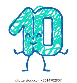 nine number hand gesture doodle icon sketch vector. nine number hand gesture sign. isolated symbol illustration