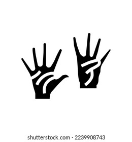 nine number hand gesture glyph icon vector. nine number hand gesture sign. isolated symbol illustration