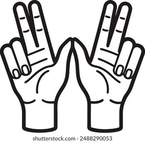 nine number hand gesture line icon vector. nine number hand gesture sign. isolated contour symbol black illustration