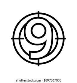 nine number line icon vector. nine number sign. isolated contour symbol black illustration