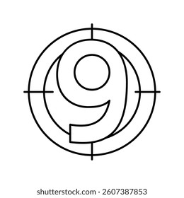 nine number line icon vector. nine number sign. isolated contour symbol black illustration