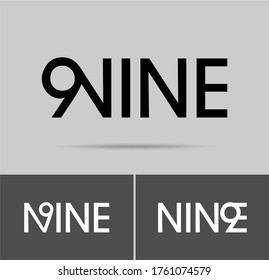 Nine number logo; numeral and word logo for number. Eight letter with eight figure logo design. 