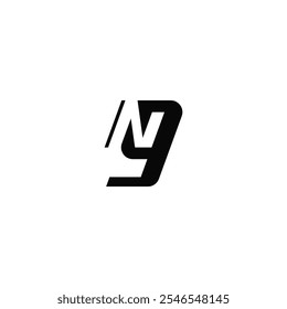 Combinação de nove números e letras N, design de logotipo de espaço negativo.
