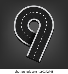 Nine number. Road font