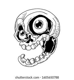 NINE, NUMBER SKULL DRAWING VECTOR DESIGN