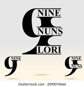 Nine; numeral and word logo for number. Business progress infographics concept with 3 options, parts,  steps, processes. For use in various areas such as building floors, elevators.
