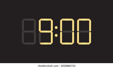 Nine O Clock Am Luxury Gold Digital Watch 9 Vector 