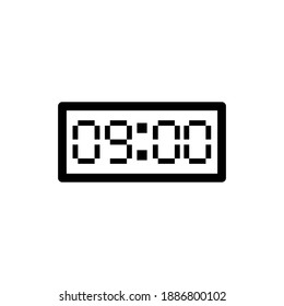 Nine o'clock. Vector illustration of a digital clock with digital numbers. Isolated on an editable blank background.