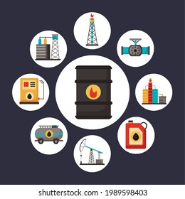 nine oil industry set icons