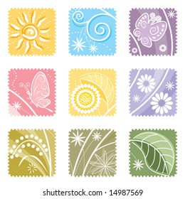 Nine in One floral label, vector illustration layers file.