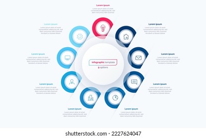 Nine option circle infographic design template. Vector illustration.