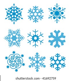 Nine original vector snowflakes.