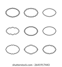 Nine oval frames with scalloped edges in a grid pattern.