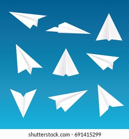 nine paper planes, vector editable illustration