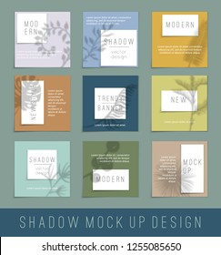 Nine paper white blank with shadow for your design. Banner templates, vector illustration