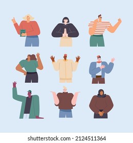 nine persons language learning characters