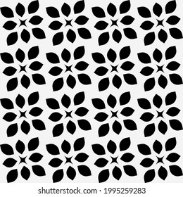 Nine petals pattern. Vector black petals wallpaper. Seamless black petal flowers.