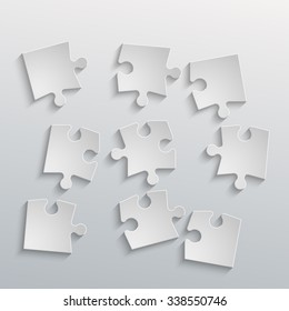 Nine piece flat puzzle round infographic presentation. 9 step circle business diagram. Nine section compare service banner. Vector illustration template shape . 3d Abstract Background