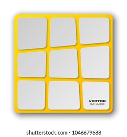 Nine pieces abstract banner set. The clear rectangle form as nine advertising banner poster. The flat abstract banner with rounded corners image. Advertising design paper cut shape. label banner tag.